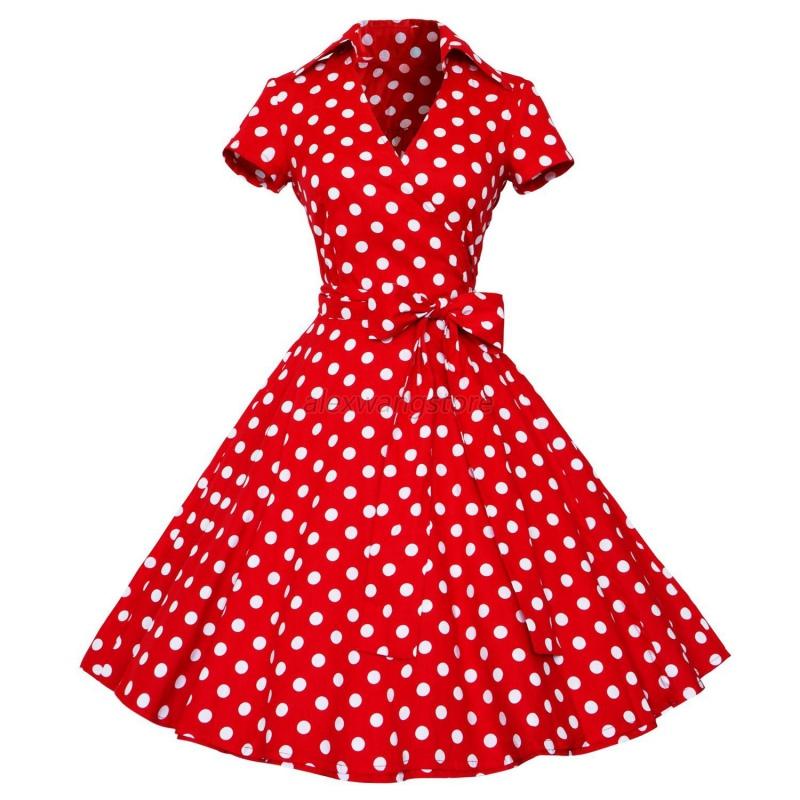 50s 60s Retro Hepburn Style V Neck Swing Lapel Rockabilly Housewife Pinup Dress Ebay